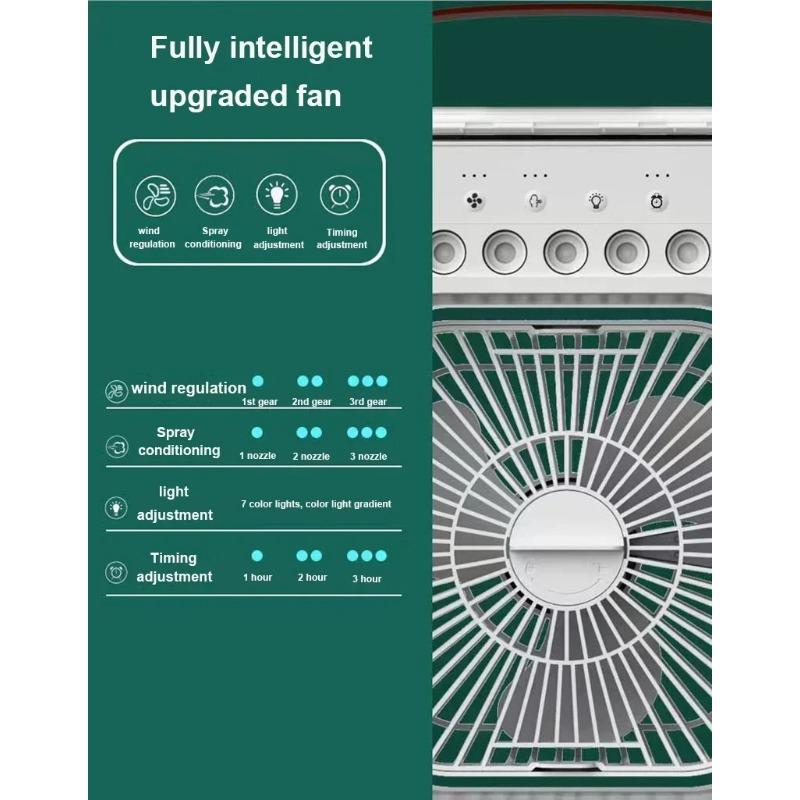 Humidificador Portátil 3 En 1 Ventilador Acondicionador de Aire Hogar Enfriador Pequeño Hidroenfriamiento Ajuste de Aire Ventiladores de 3 Velocidades para Hogar Oficina
