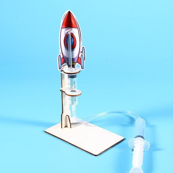 1 Sada DIY Model Raketometu Ručně Vyráběné Dřevěné Puzzle Vzduchem Poháněná Raketa Stavební Řemesla Děti STEM Vzdělávací Vědecký Experiment Hračka