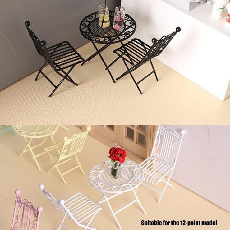 Miniature Dollhouses Furniture Iron Table And Chair Set Model Figurine For Crafting Garden Bistro Scene Displaying