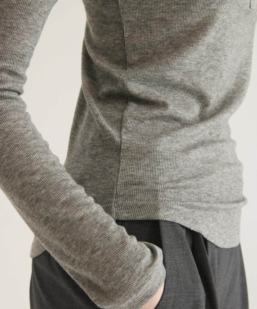 Oteumilkape Tencel Wool Henley Neck T-Shirt - Gray