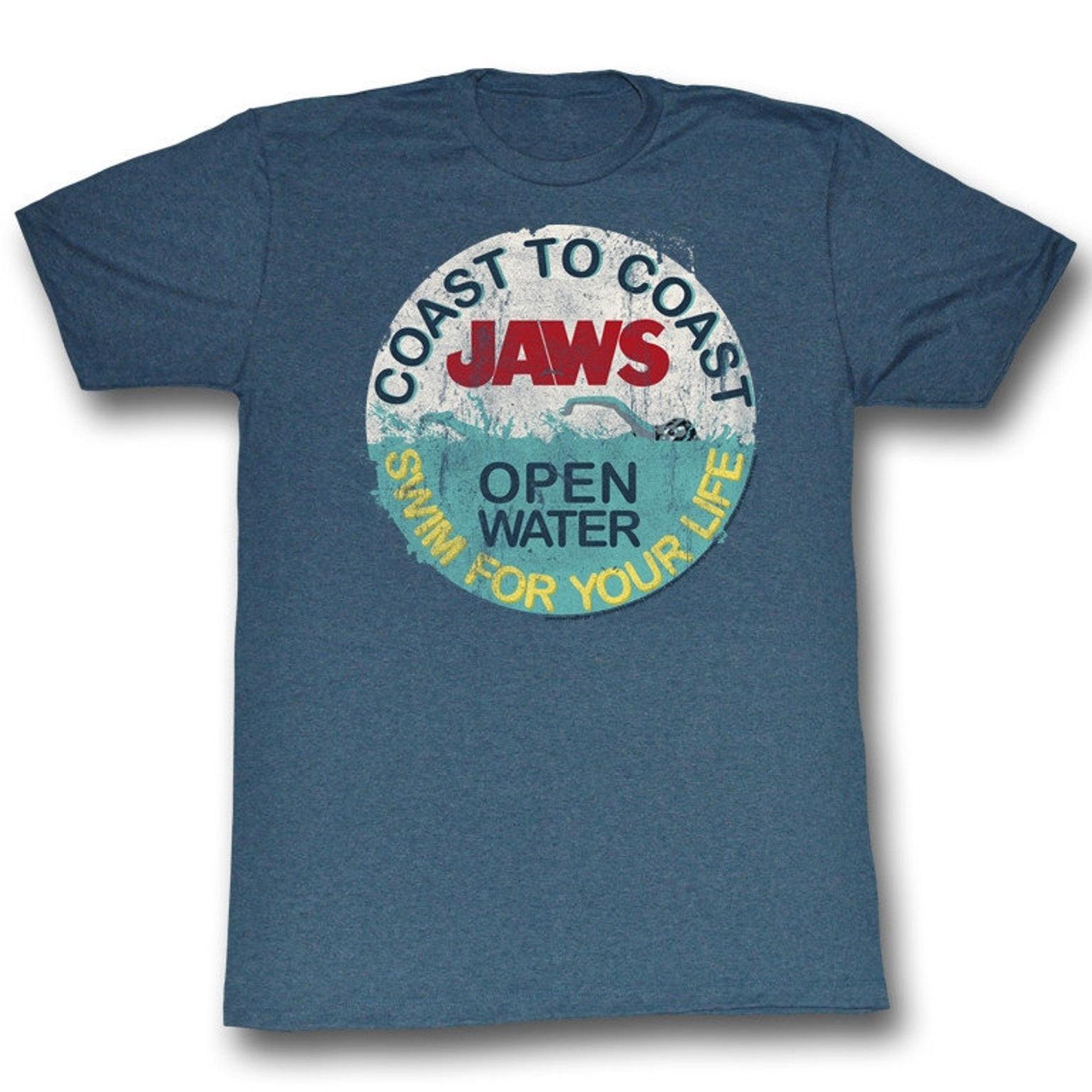 Jaws Swim For Your Life Navy Heather Adult T-Shirt S