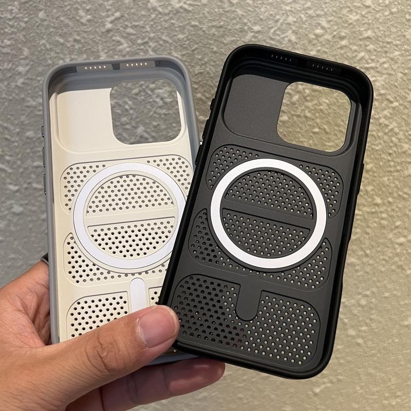 Magnetic Heat Dissipation Case For iPhone 17 Pro Max 16 15 14 13 Pro Max Luxury Cooling Hole Design Hybrid ShockProof Hard Case Cover