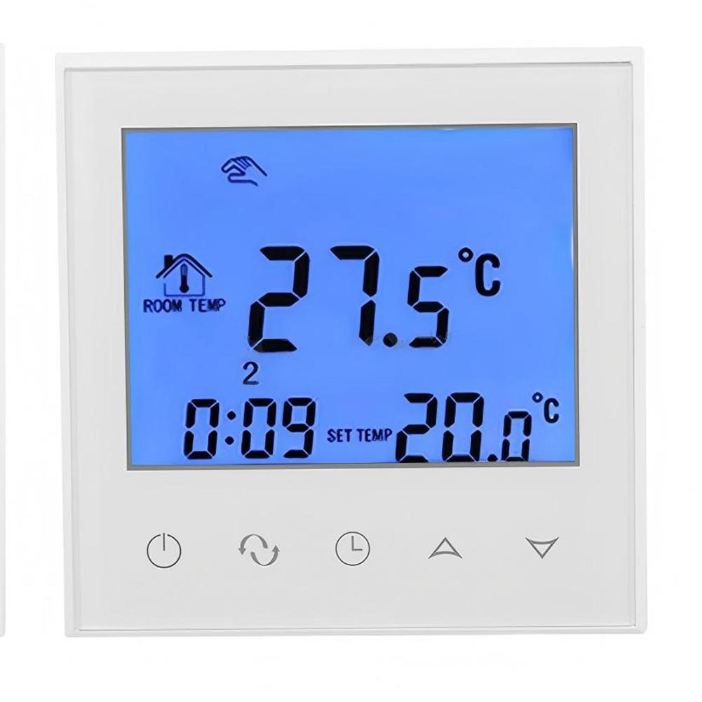 Programmable Digital Thermostat Electric Heating Control Panel 16A with Large LCD and Dual Temperature Display for Room