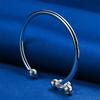 Charming 925 Sterling Silver Delicate Round Bead Open Bangle for Women, Fashionable Wedding Party Accessories