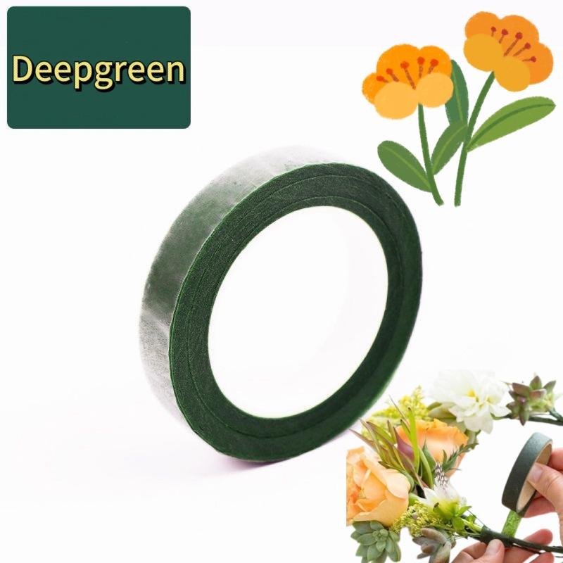 1-12Rolls Green Bouquet Floral Tape Self-adhesive Stamen Wrapping Paper Tape DIY Flower Decor for Florist Wedding Party Supplies