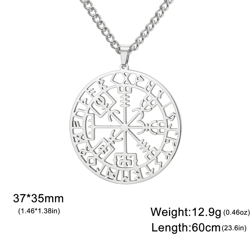 Vintage Viking Compass Rune Pendant Necklace Stainless Steel Nordic Odin Vegvisir Amulet Punk Party Jewelry Gift