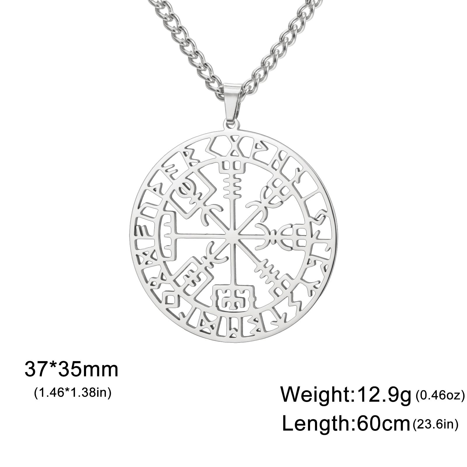 Vintage Viking Compass Rune Pendant Necklace Stainless Steel Nordic Odin Vegvisir Amulet Punk Party Jewelry Gift