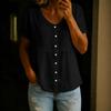 Women's Fashion V-Neck Button-Down Short-Sleeve -Color Casual Top