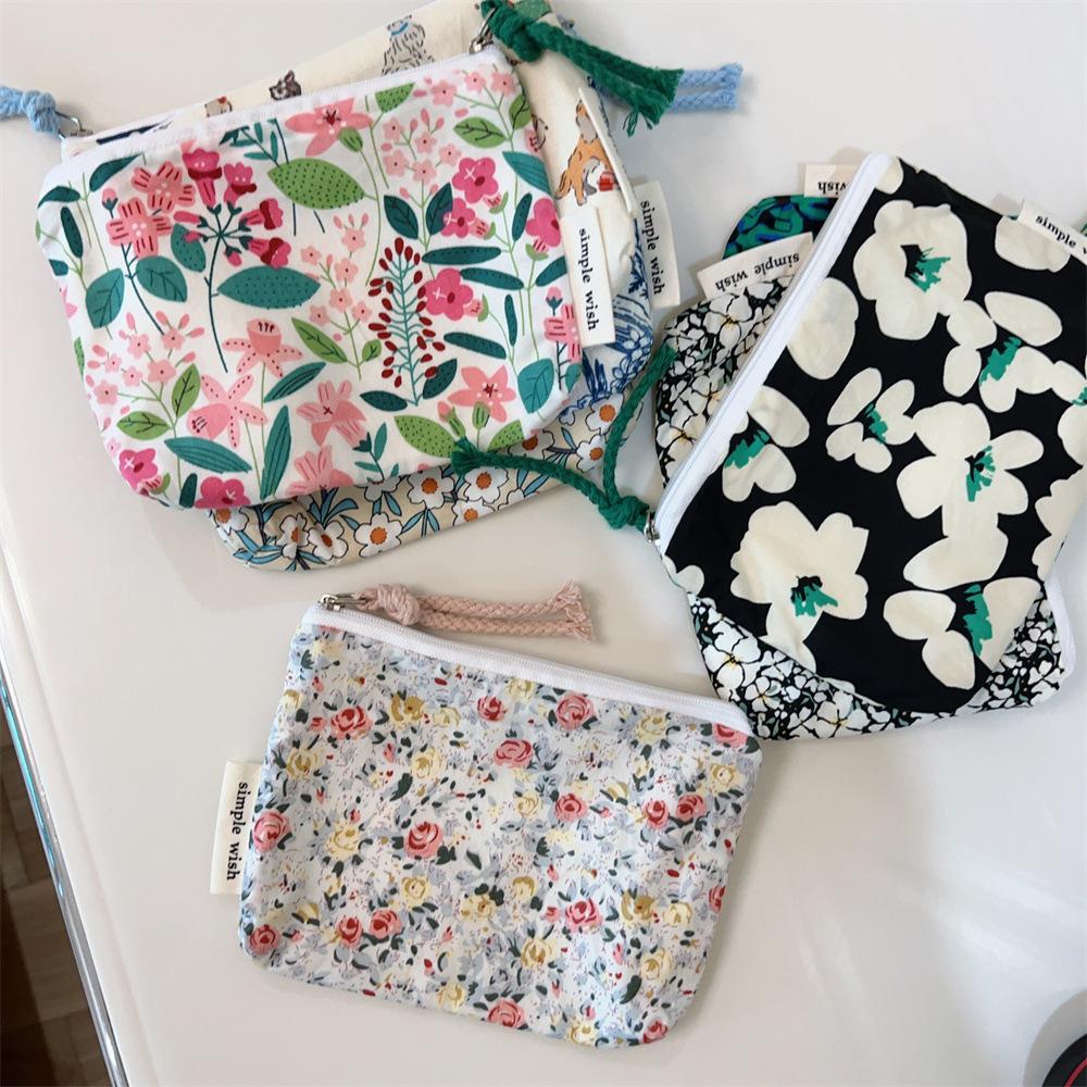 Cotton Change Bag Floral Mini Cotton Bag Card Bag Air Cushion Lipstick Storage Bag Convenient