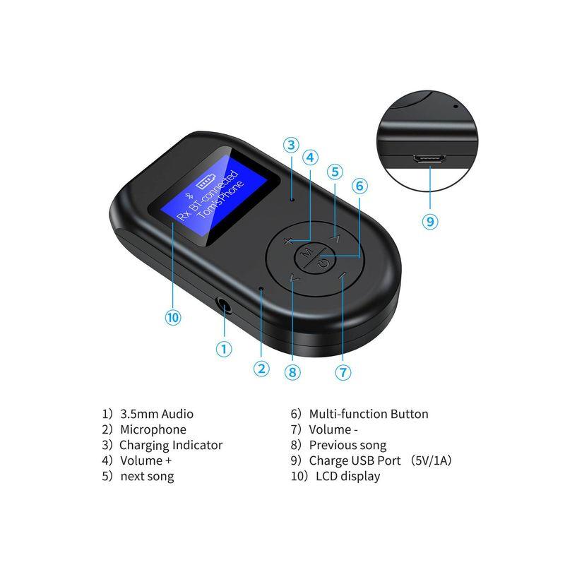 New Bluetooth 5.0 Audio Transmitter, Receiver, and Call Device All-In-One Tv, Computer, Game, and Music Bluetooth Adapter