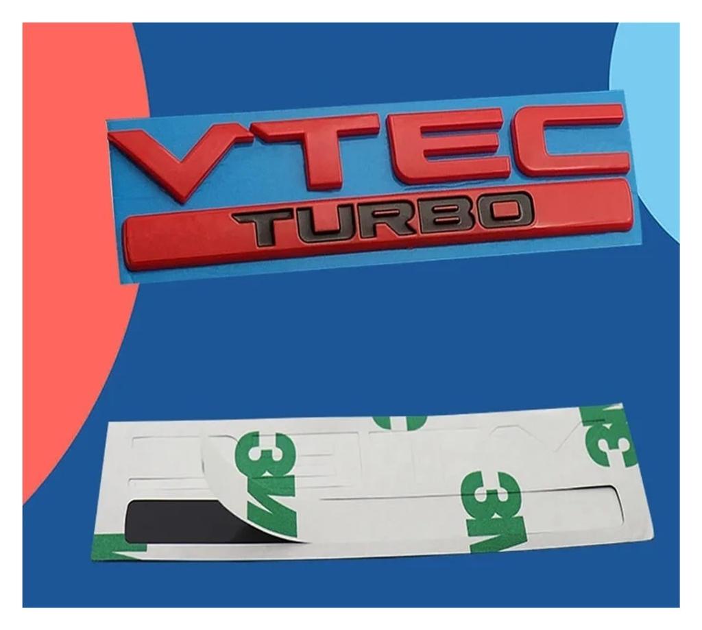 3D ABS Red Chrome Black Logo VTEC TURBO Logo Car Trunk Sticker Badge Car Accessories(Chrome-blue)
