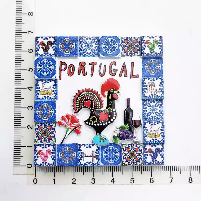 Portugal Fridge Magnets Creative Mosaic Lisbon Cock Tourist Souvenirs Refrigerator Magnetic Stickers Wedding Gifts