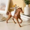 Mädchen auf Pferd Statue Europäischer Stil Reitsportfigur Mattes Finish für