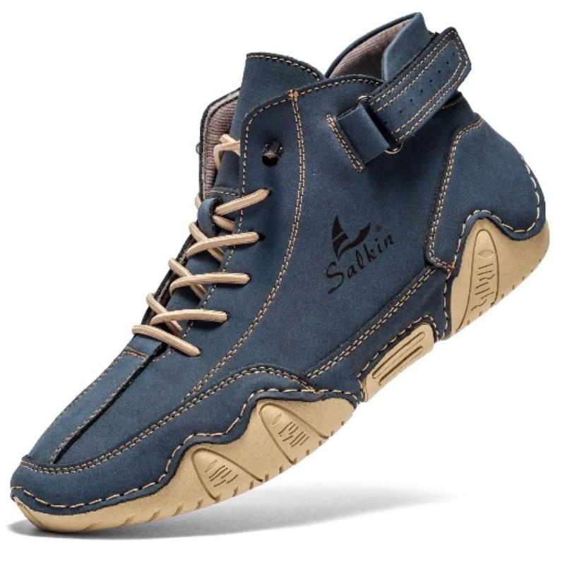 

Модные кроссовки для мужчин, модные мокасины для прогулок на открытом воздухе, удобные ботильоны, роскошная мужская обувь 2024 года, новинка в категории повседневная кожаная обувь 41 синий