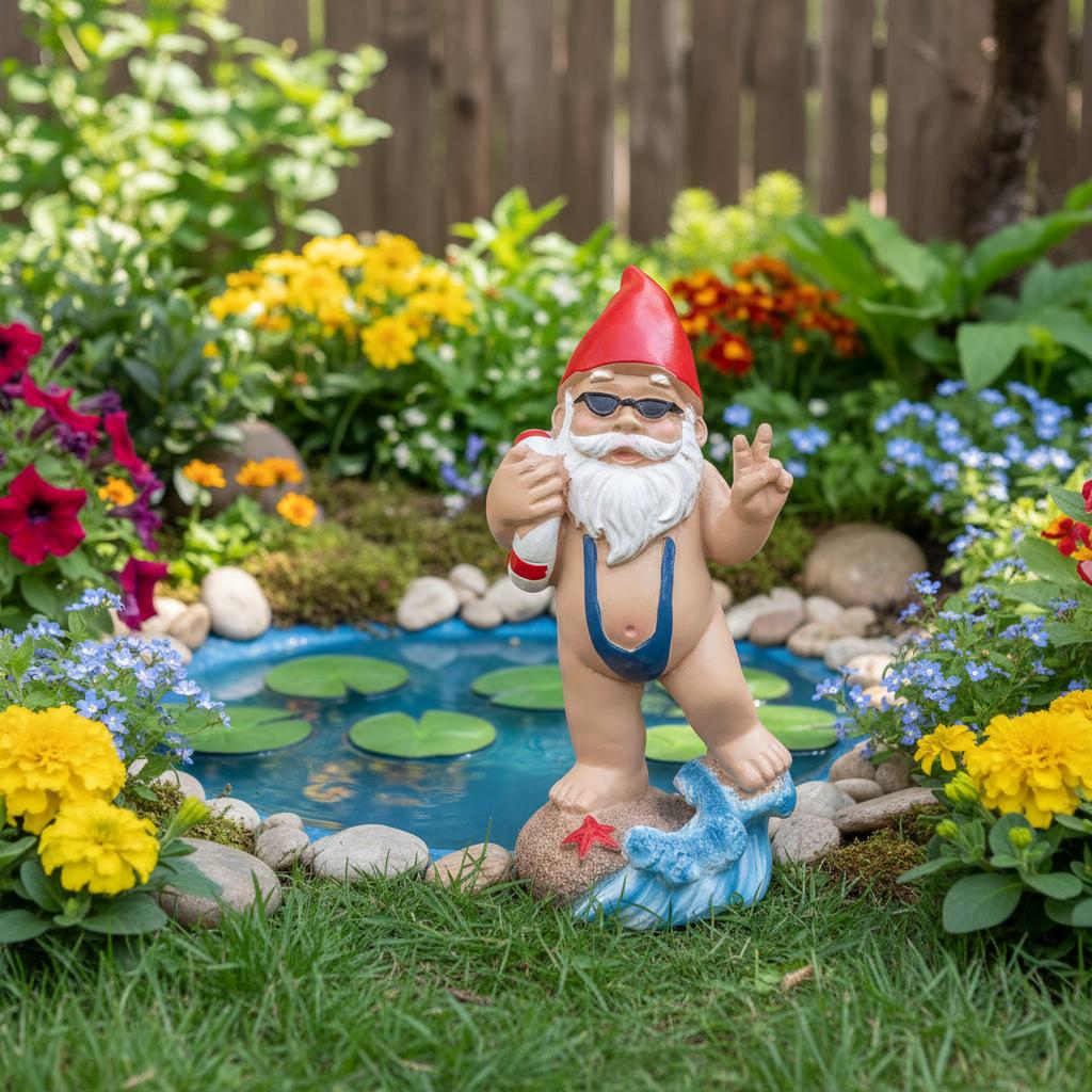 Resin Garden Gnome Statue Swimming Design Outdoor Decoration Art Craft For Garden Lawn Yard