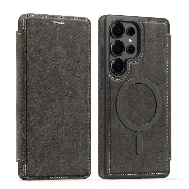 For Magsafe Magnetic 360°Full Protection Flip Holder Wallet Card Slot Phone Case For Samsung S25 Ultra S23 S22 S24 Ultra Plus