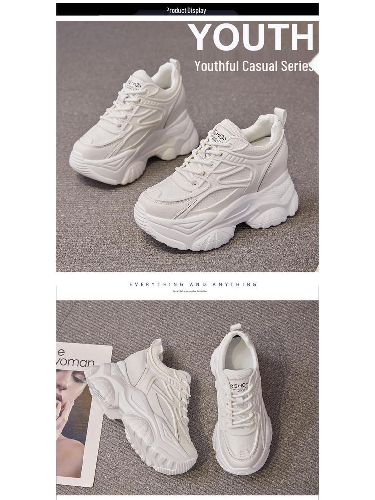 Women's Height-Increasing Dad Sneakers: 8cm Thick Sole, Breathable, Trendy, Casual Sports Shoes for Autumn (A8382)