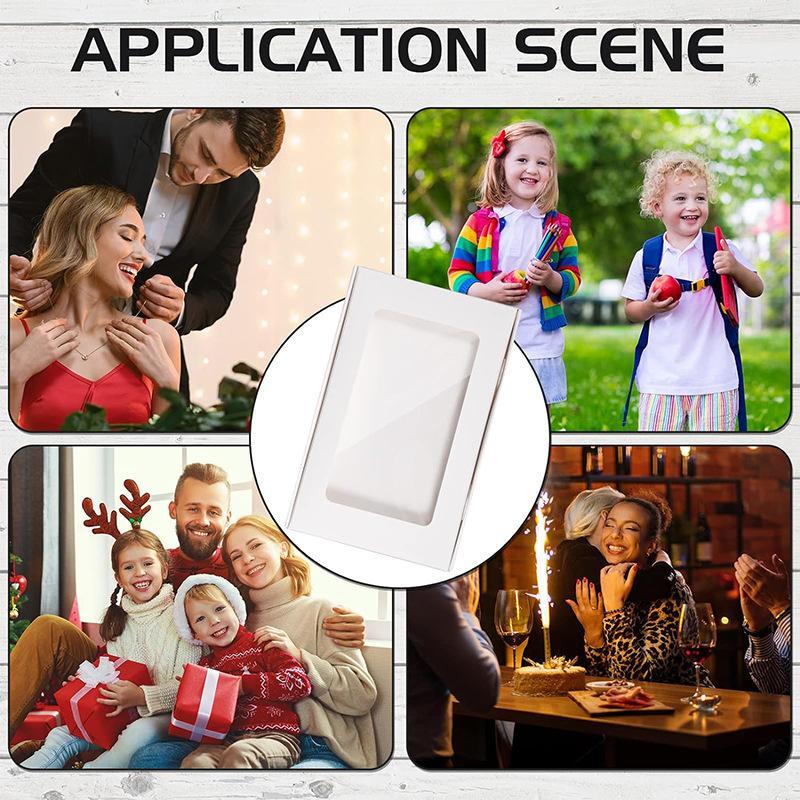 10Pcs Window Folding Paper Box For Kraft Paper Postcard Photo Frame Holiday Greeting Card Candy Biscuit Packing Box
