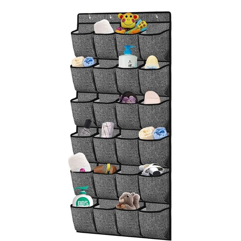 Convenient Door Storage Pouch with 24 Compartments Door Storage Bag Organizer Home Organization Tool Hanging Shoe Rack
