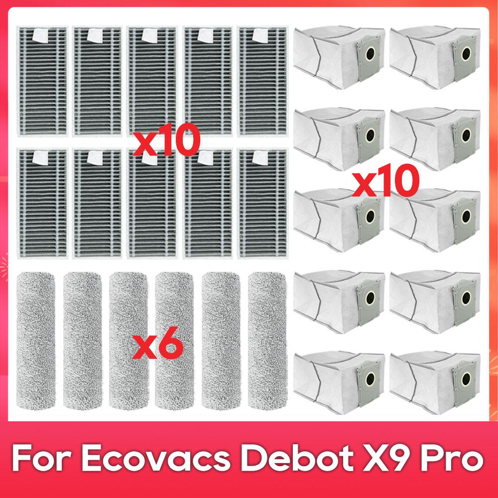 Passt für ( ECOVACS X9 PRO OMNI / X9 Pro ) Ersatzteile Zubehör Filter Haupt-Seitenbürste Walze Mopp Staubbeutel