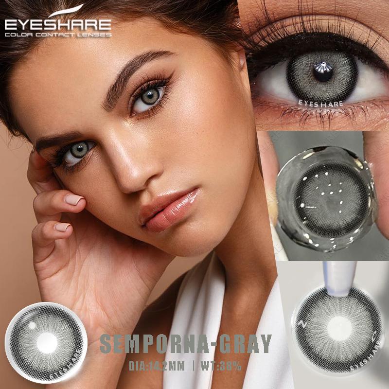 EYESHARE 1 Pair Natural Color Contact Lenses Sweet Big Eyes Brown Gray Yearly Easy To Wear