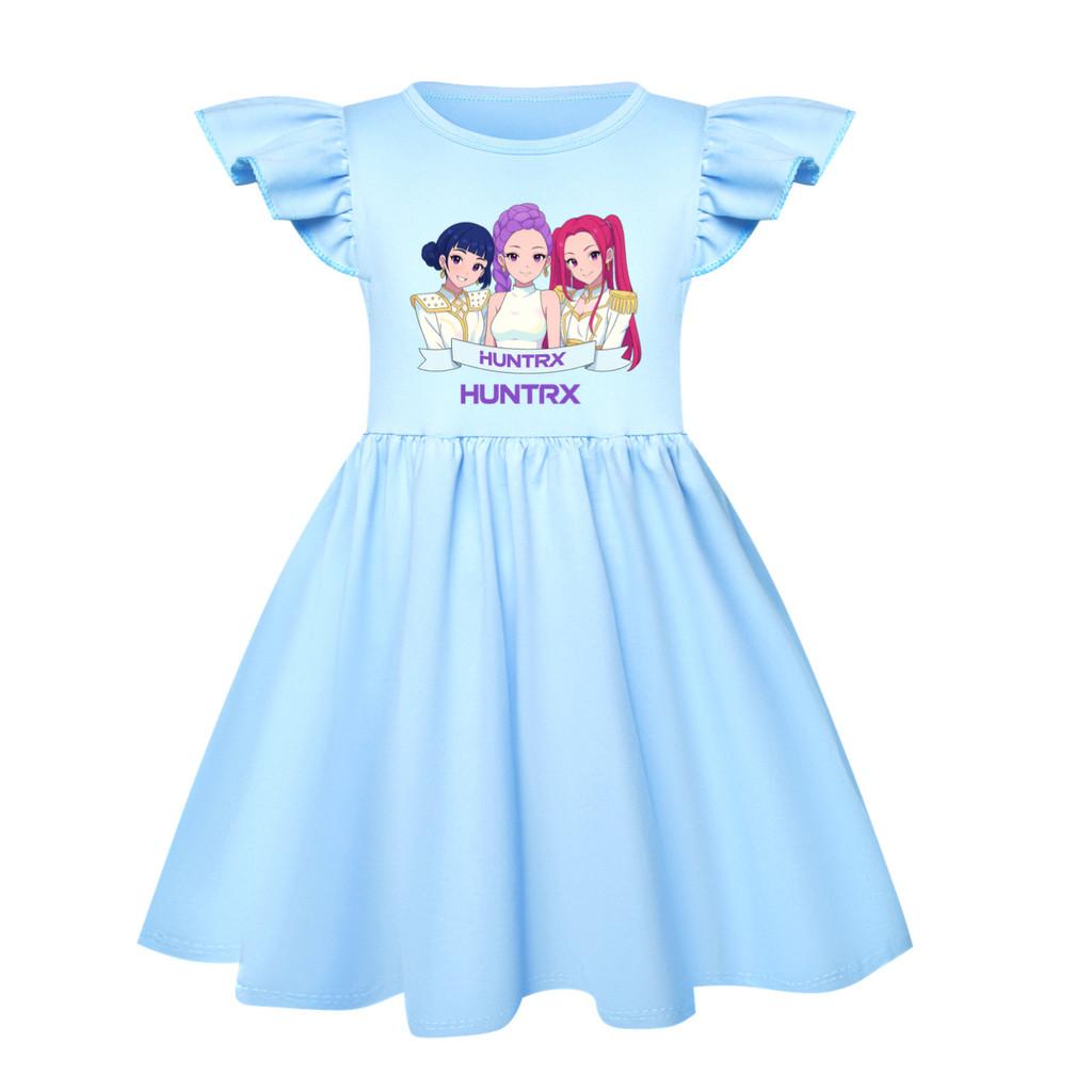 

5026 Kids Girls Mira Zoey Rumi Printed Ruffle Short Sleeves Casual Dress 150cm світло-синій колір