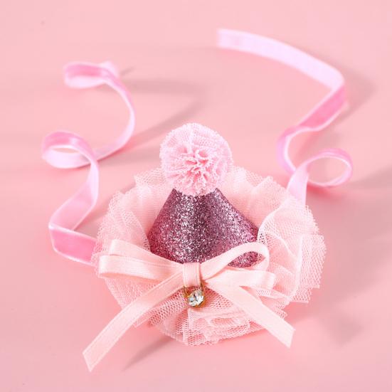 Katzenmütze für Haustiere, Schleifenknoten-Design, leuchtende Farben, hautfreundlich, ultraleichter Spitzenbesatz