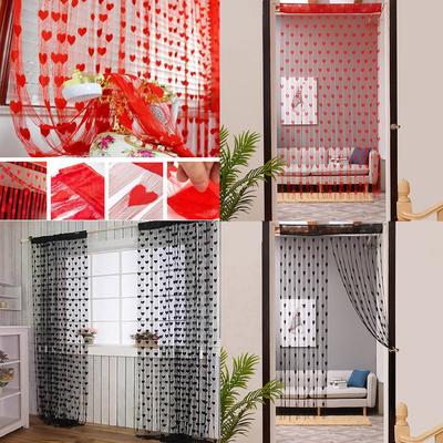 50x200cm Love Heart String Curtain Window Door Divider Sheer Curtain Valance
