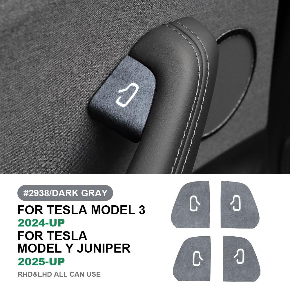 For Tesla Model Y 2025 2026 Italian Premium Suede Juniper Model 3 Highland 2024 2025 2026 Door Switch Patch Trim Sticker