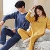 Autumn/Winter Couple's Pajamas: Women's Ins-Style and Men's Casual Loose Combed Cotton Two-Piece Set
