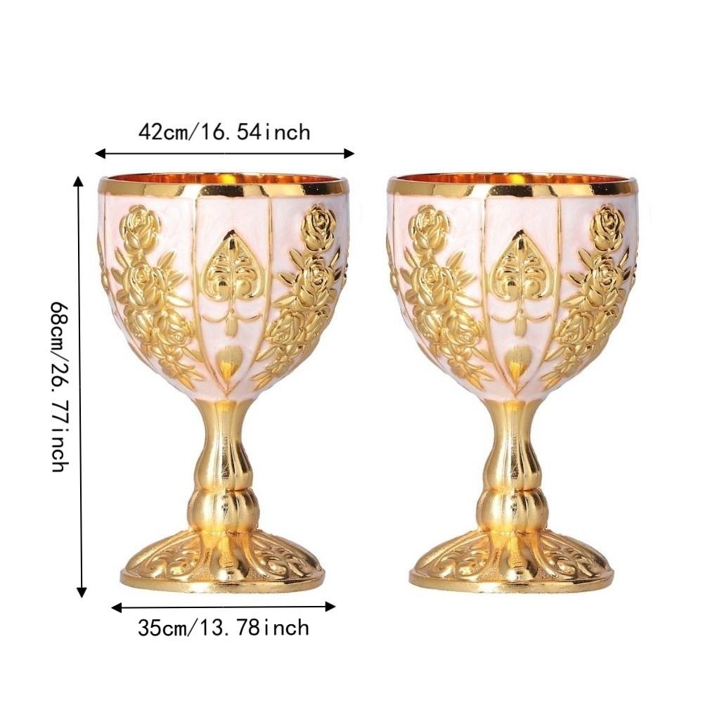 2Pcs Golden Finish Retro Decorative Goblet Travel Decor Ornaments Indoor Tabletop Decor