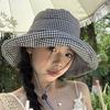 Summer Women's Sunshade Hat Sun Face Covering Fashion Thousand Bird Plaid Sunscreen Fisherman Hat