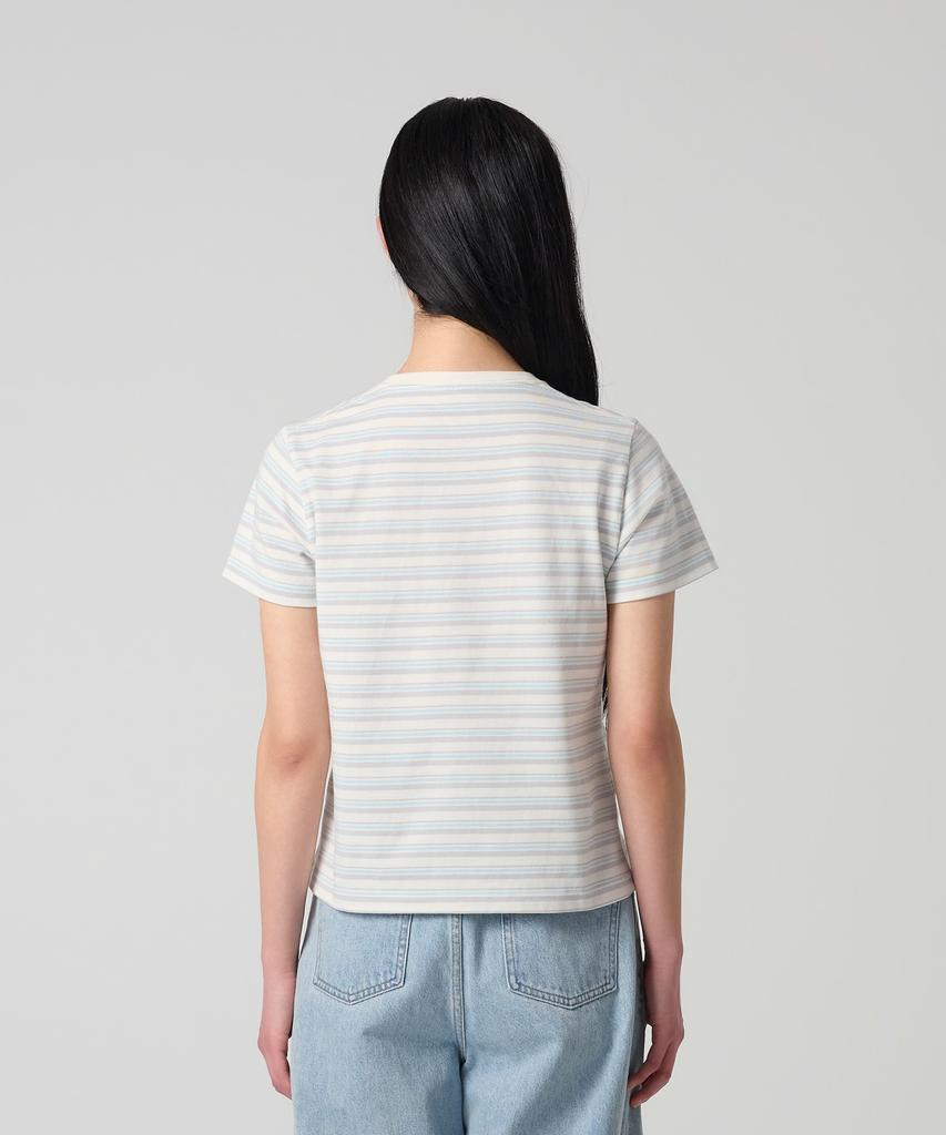 CHAMPION Women'S C-Logo Striped T-Shirt Ecru