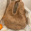 Fashion Casual Handmade Crochet Hollow Flower Woven Summer Vacation Simple Large Capacity Commuting Work Shoulder Bag