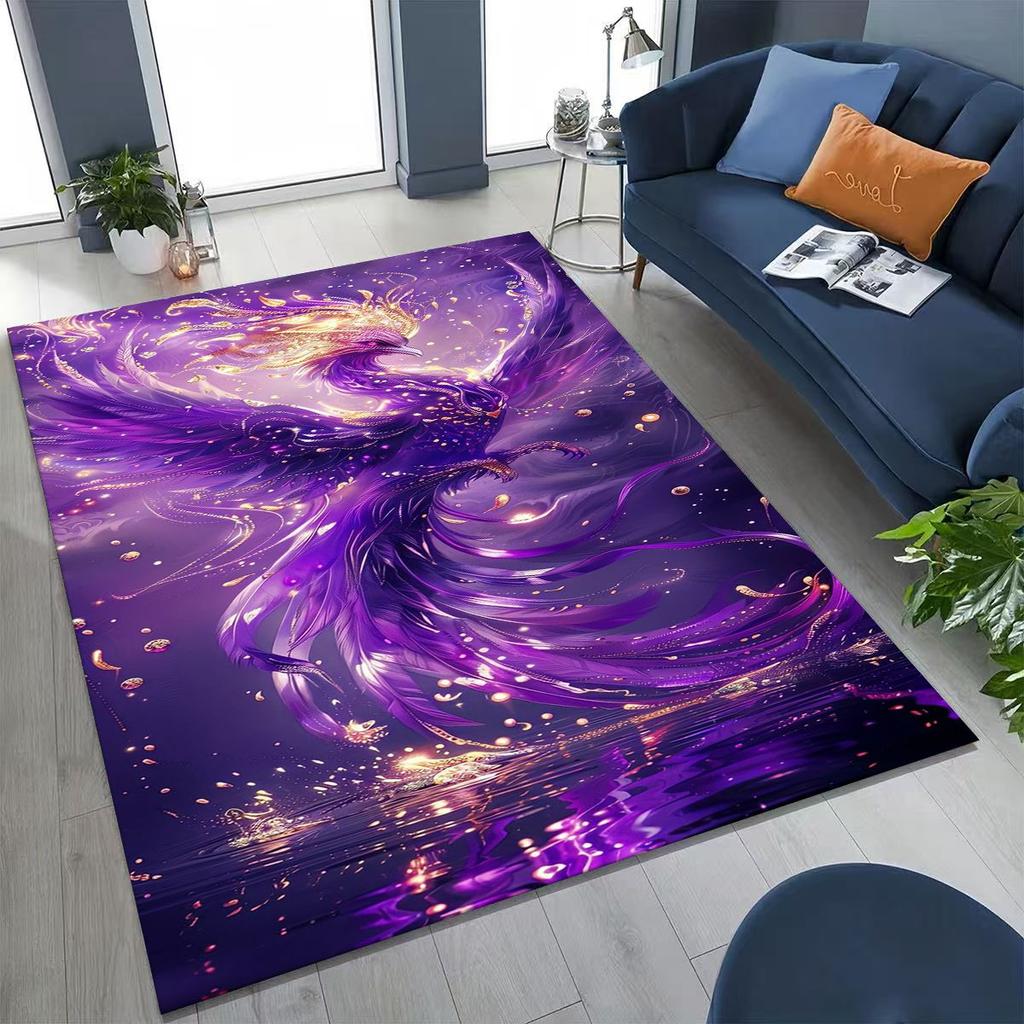 Colorful Rebirth Fire Phoenix Divine Bird Rug for Bedroom Living Room Sofa Home Doormat Decor, Large Kid Play Non-slip Floor Mat