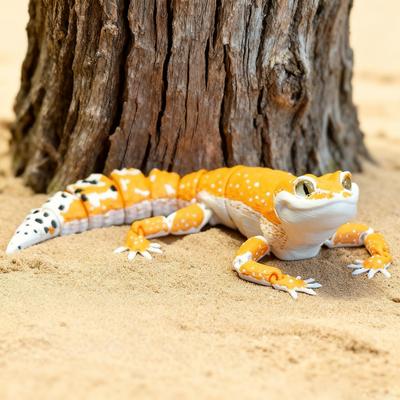 Articulated Leopard Gecko Figurine 3D Printed House Lizard Sculpture with Movable Joints Reptile Collectible Gecko Model for Home Desk Decor