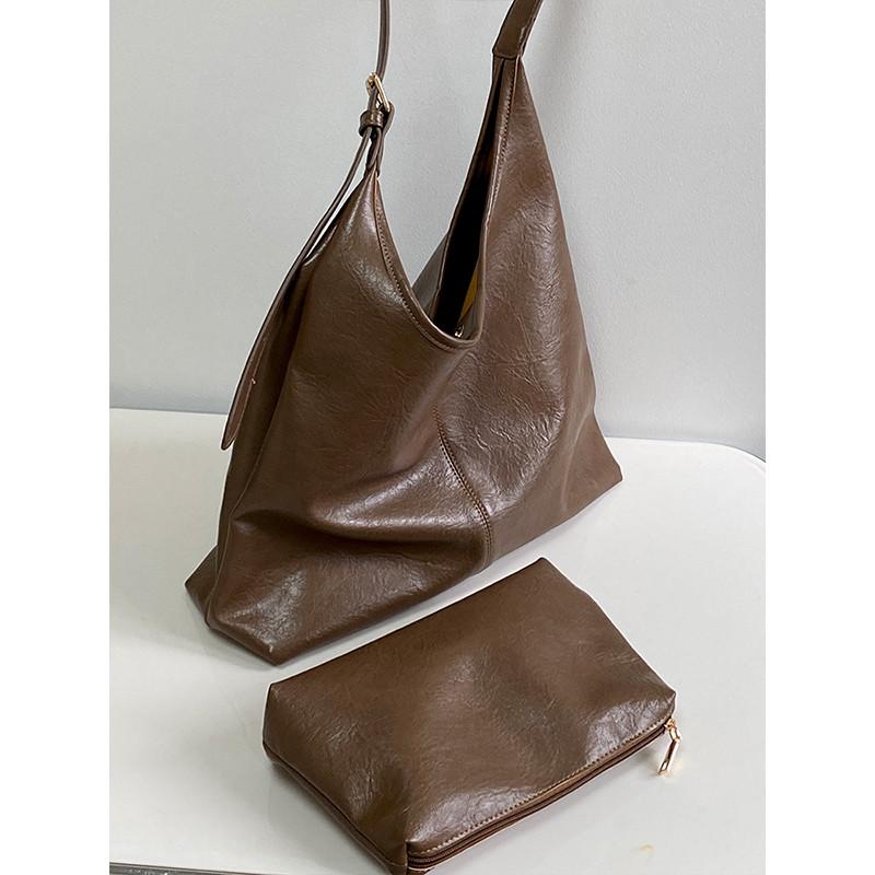 Ielgy Autumn Winter Retro Commuter Large Capacity Tote Bag Shoulder Messenger Bag
