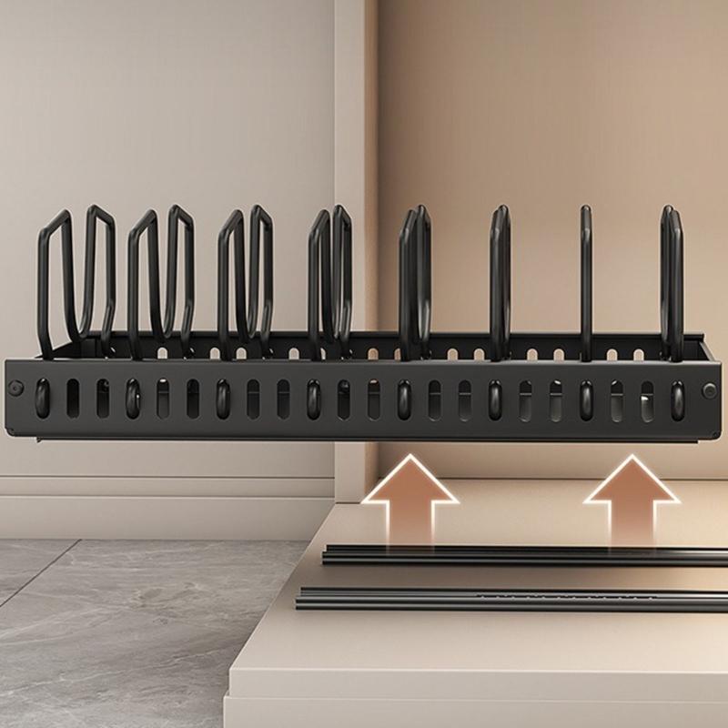 Adjustable Kitchen Cabinet Storage Rack With Slide Out Shelves For Cookware Dishes Spices Metal Construction Tray