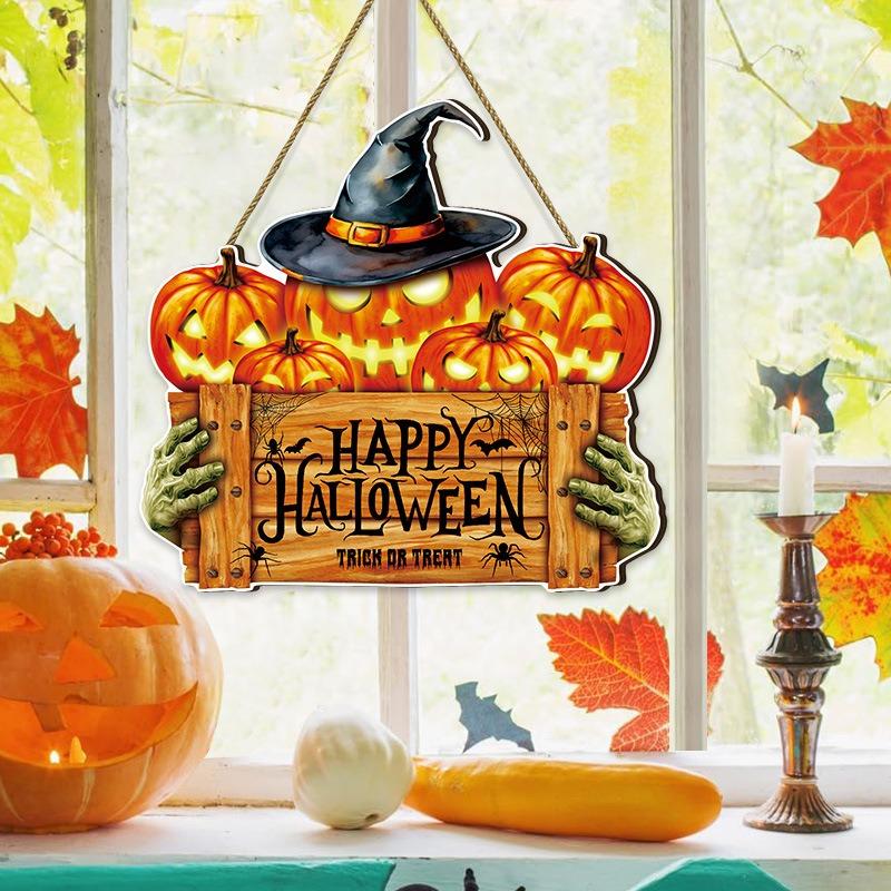New Halloween party holiday logo house number pumpkin wall decoration wooden listing creative decoration sign