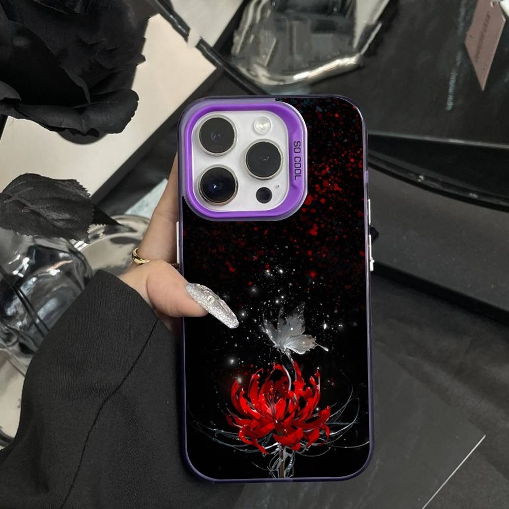 Rote Spinnenlilie Handyhülle Für iPhone 16,15,14,17,13,12,11,XS,Mini,Pro,SE,MAX Lila Mat Silikonhülle