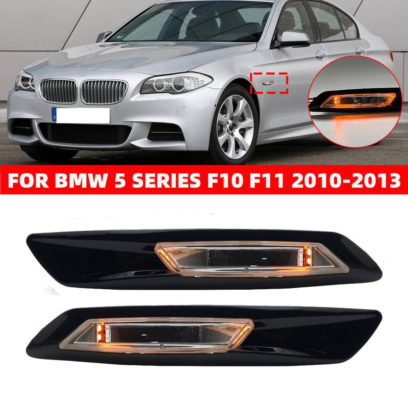 Car Front Side Indicator Light Fender Marker Turn Signal Lamp Black For BMW 5 Series F10 F11 2010-2013 63137154167 63137154168