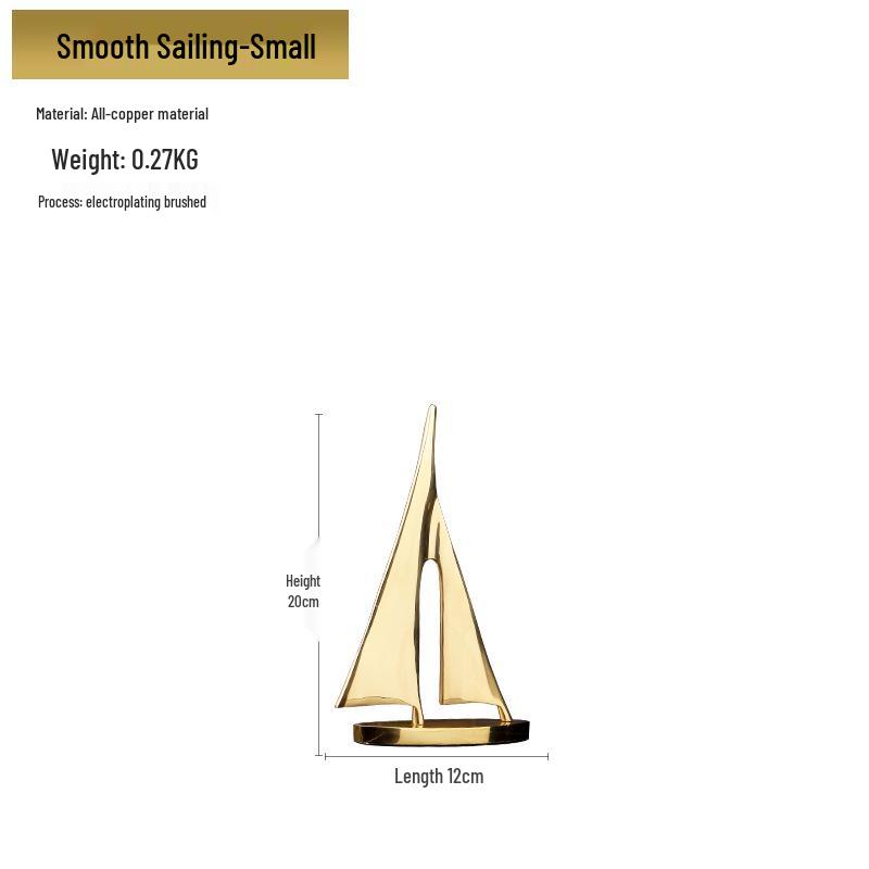 High-End Copper Sailboat Ornament: Creative Metal Decoration Gift