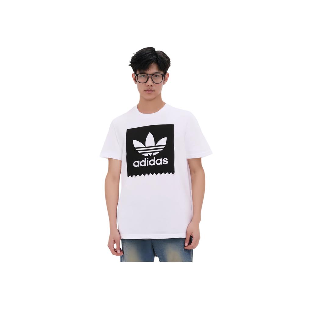 adidas Originals Trefoil Logo Print Crew Neck T-Shirt Men Tops White AY8899
