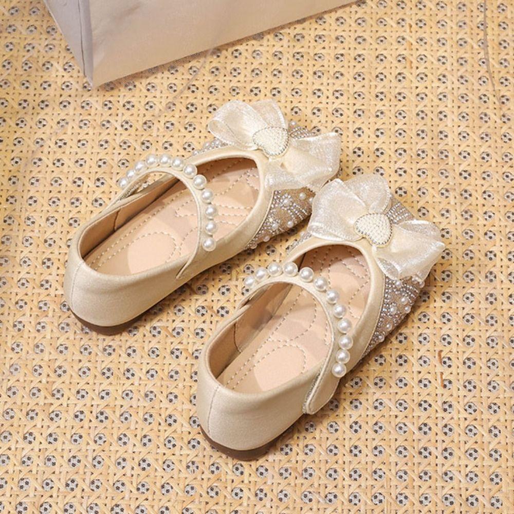 Pearl Girls Princess Shoes Soft Soled Mary Jane Shoe Fashion Children Leather Shoes  Daily