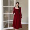 2025 Autumn/Winter Plus Size Red Long Sleeve Engagement & Formal Dress