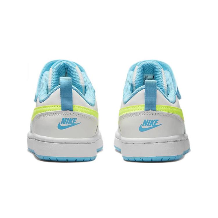 New Nike Court Borough Low 2 PS 'White Baltic Blue Volt' BQ5451-122