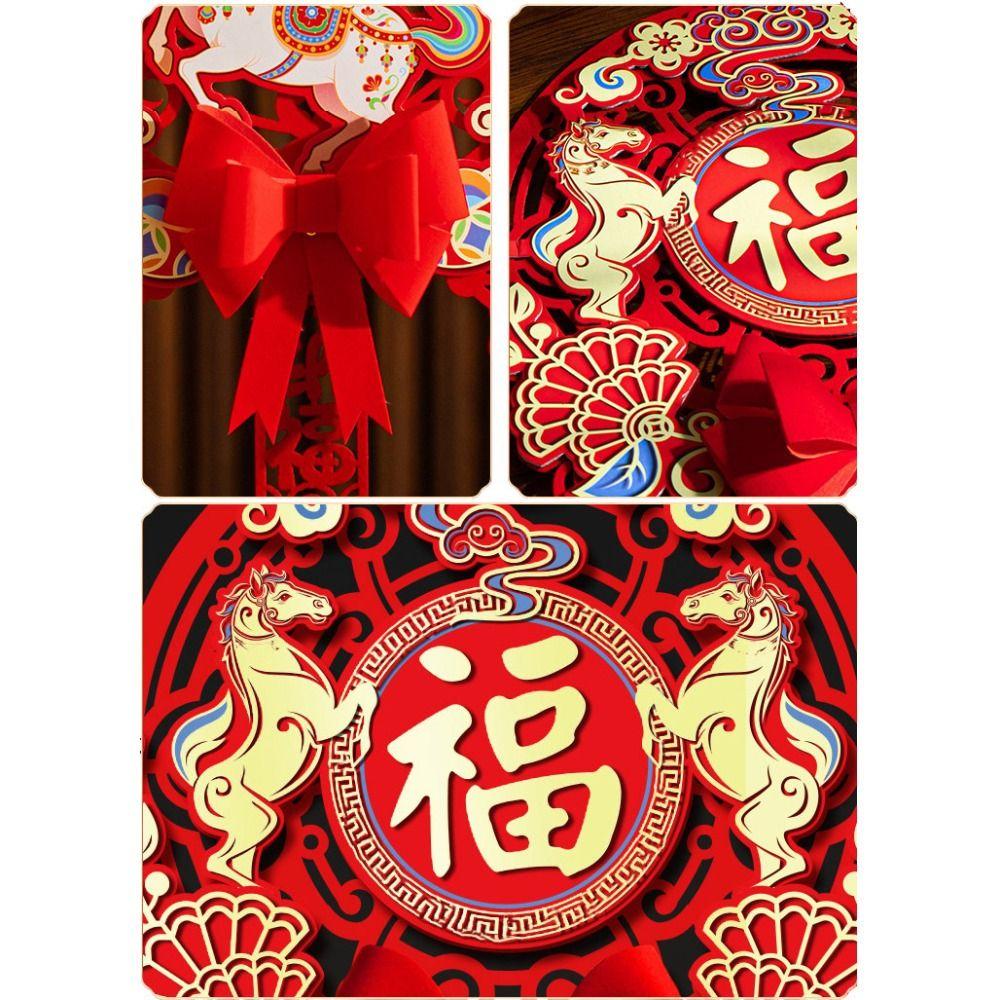 Chinese Spring Festival Horse Year Hanging Pendants Fu Character Door Sticker  New Year Decorations