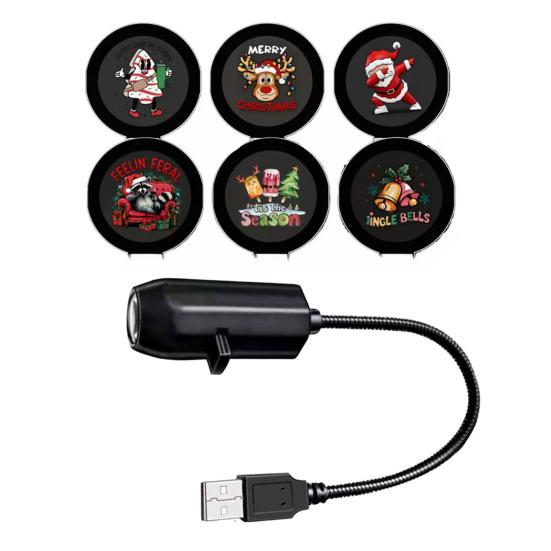 Gift for Kids Adults Christmas Halloween Projector, 3/6/10 Festive Scenes, 5D Holographic Night Light Compact USB Mood Flexible Gooseneck Projector