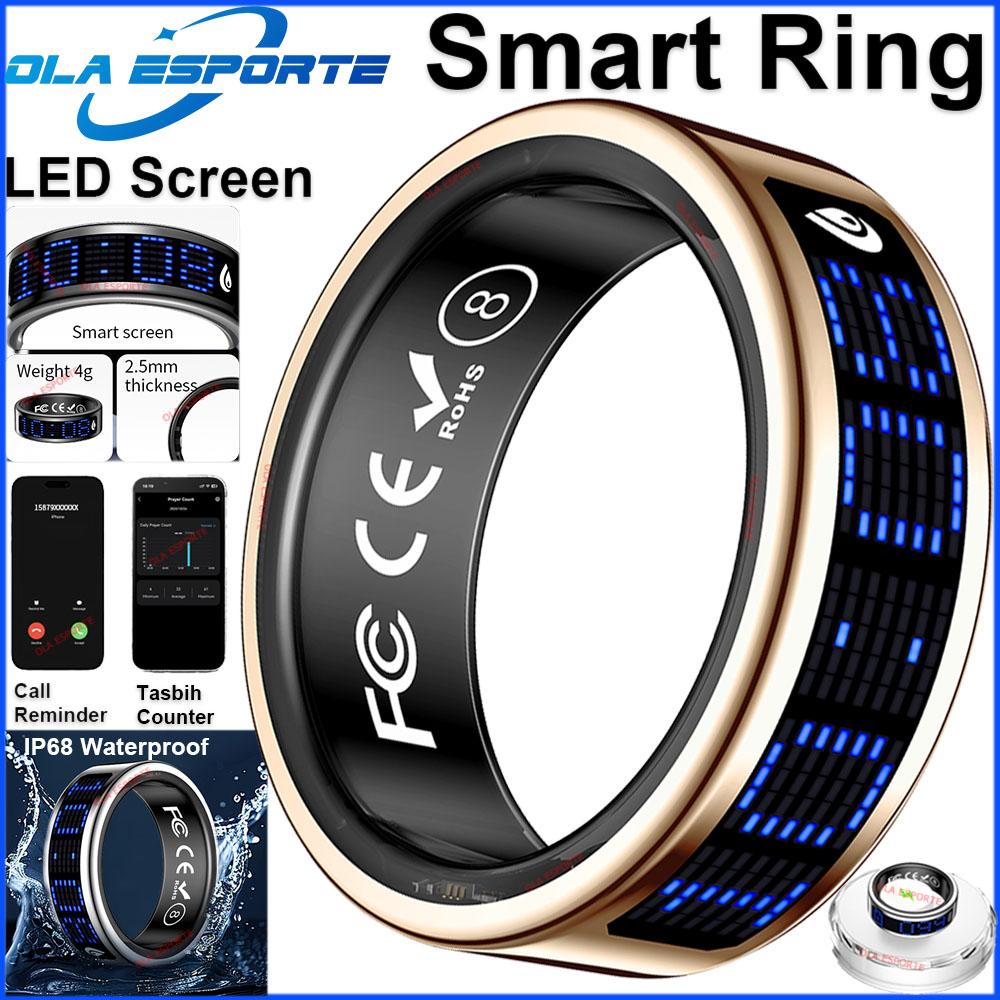 Smart Ring with Touch Display Screen, Wireless Charging, Health Manager, 5 ATM Waterproof For Men Women Smart Rings R12 R08