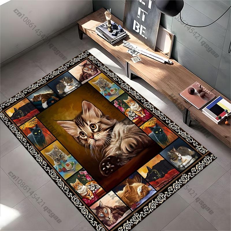 Artistic portraits of various cats carpet Yoga living room room decor children's crawling mat doormat area rug games mat